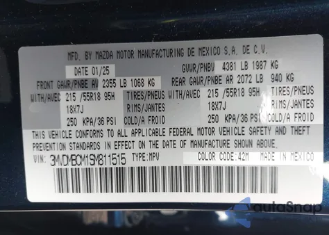 2025 Mazda Cx-30 2.5 S Preferred Package из США, поврежденный, VIN 3MVDMBCM1SM811515